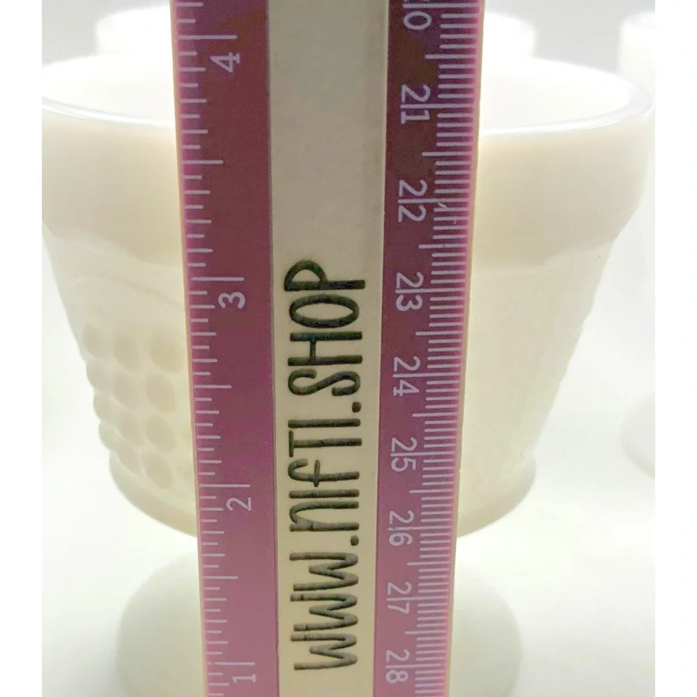 Vintage Milk Glass Dessert Cups Set of 6 White Grape Embossed Footed 3.75in
